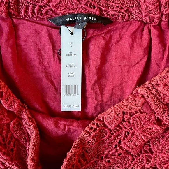 Walter Baker Elliott Off Shoulder Lace Maroon Top - Picture 3 of 6